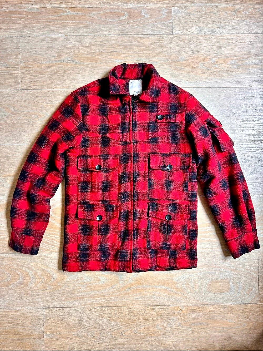 Visvim Men's Plaid Field Jacket in Red & Black